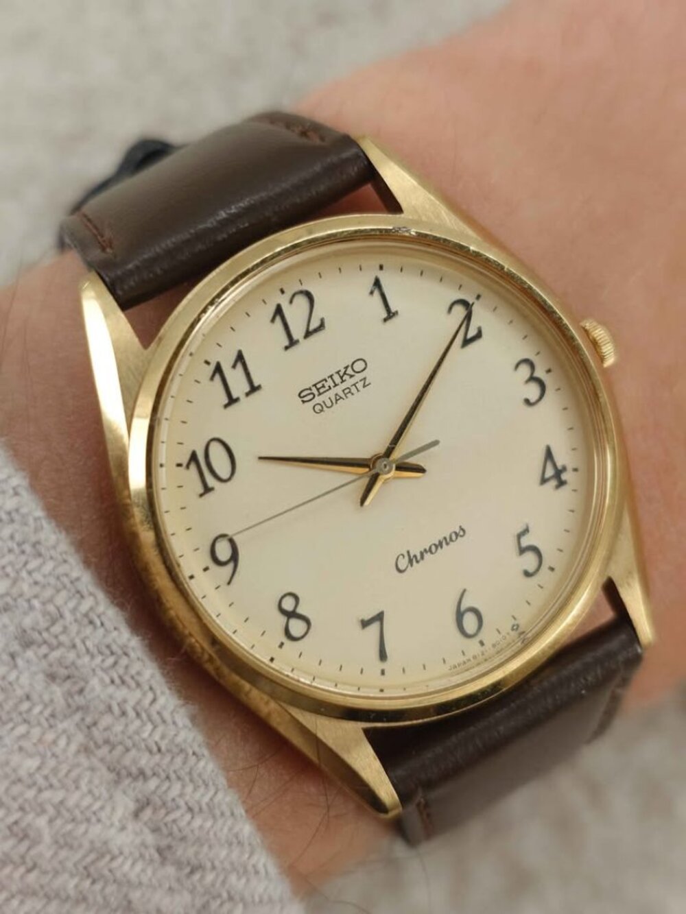 Seiko Chronos 8121-8000 Men's Watch Gold Roman Numerals JDM New Battery